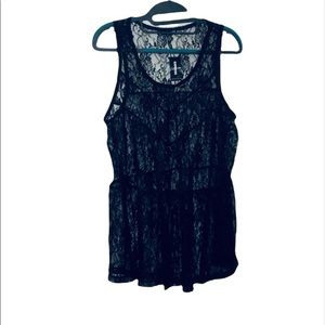 NWT Express: Small Black Lacey Sheer Sleeveless Blouse
